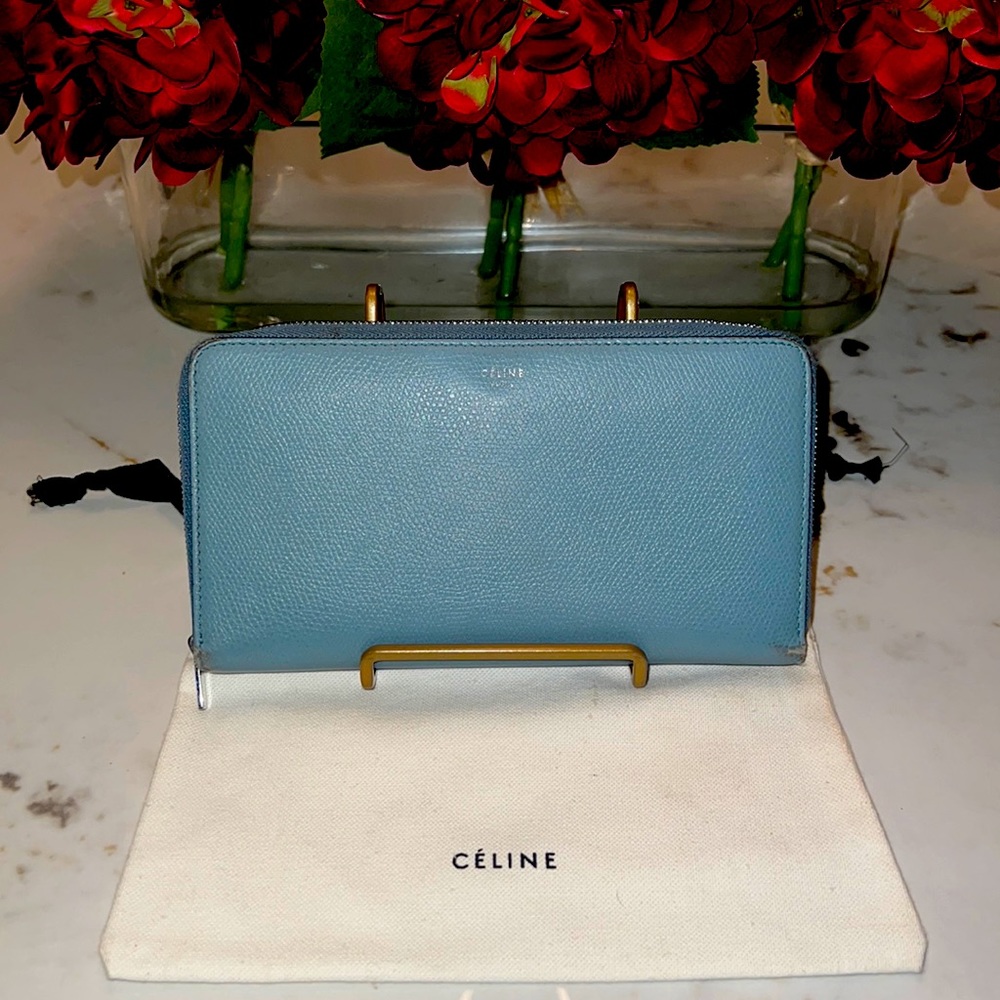 CELINE Light Blue Long Zippy Wallet